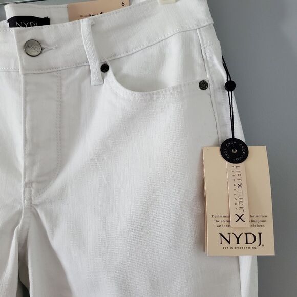 NYDJ Marilyn Straight Crop Lift Tuck Jeans in Cool Embrace - Optic White Size 6 - Picture 4 of 9